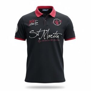 BEVERLY St Martin Sailing Club Polo Shirt Mens XL Navy Red‎ Trim Embroidered